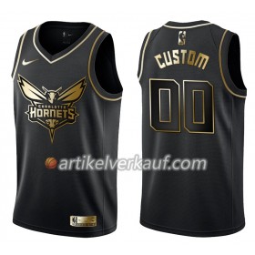 NBA Charlotte Hornets Trikot Nike Schwarz Golden Edition Personalisierung Swingman - Herren